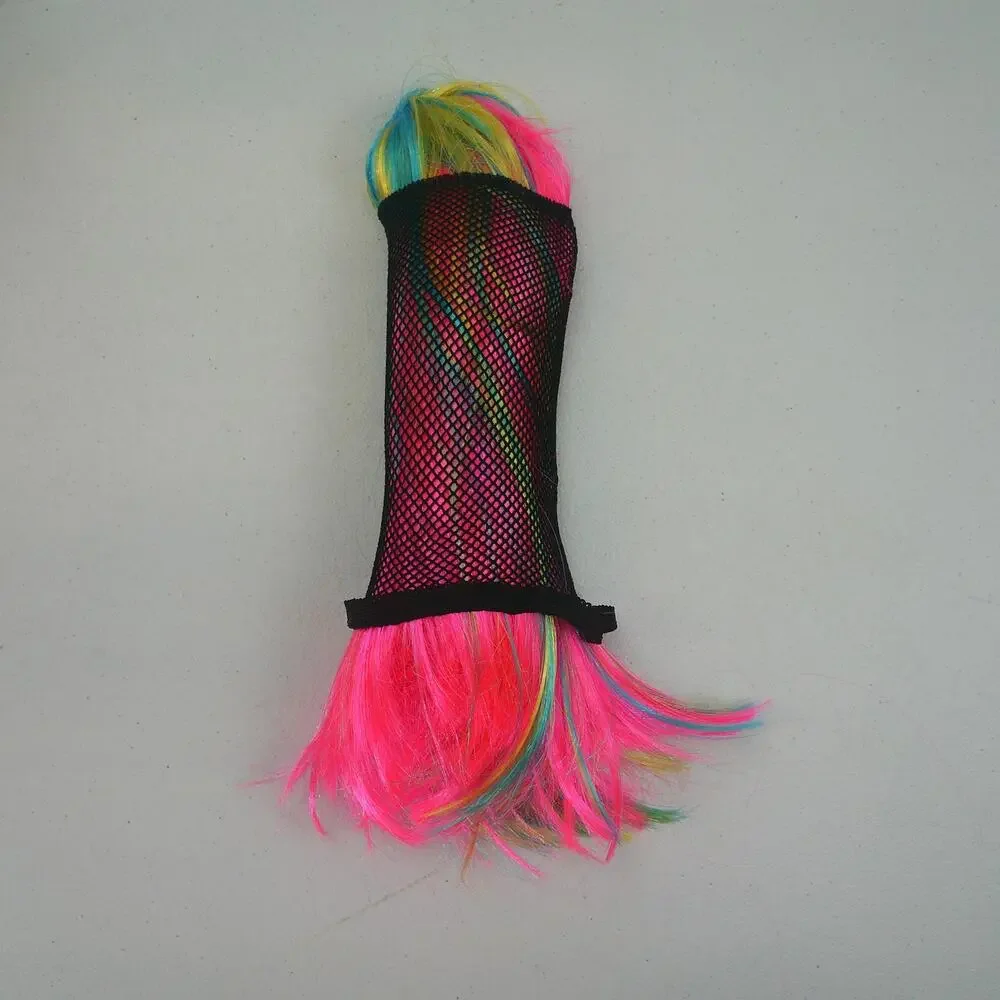 Neon Rainbow Cosplay Wig – Pink with Blue Yellow Green Streaks – Costume Hair